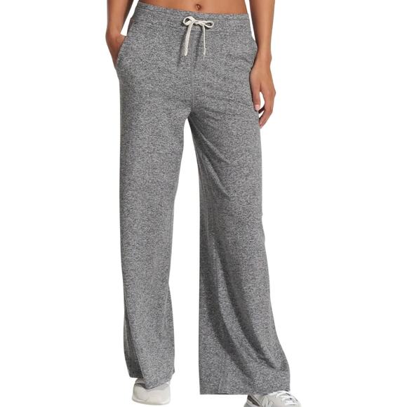 Vuori Pants Halo Essential Wide Leg DreamKnit Pockets Mid Rise Heather Grey L - Picture 1 of 5